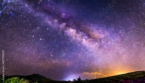 purple space background milky way shines on the whole galaxy