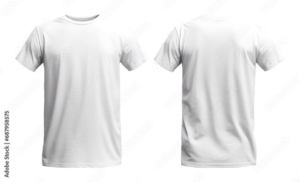 white t-shirt mockup front and back view, isolated on transparent background, generated ai white t-shirt mockup front and back view, isolated on transparent background, generated ai