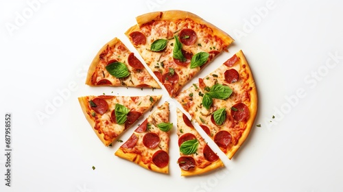 Delicious Pizza Isolated on the Minimalist Background