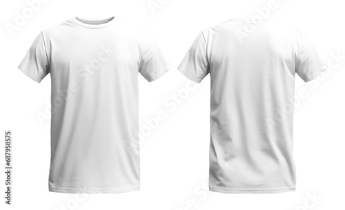 white t-shirt mockup front and back view, isolated on transparent background, generated ai