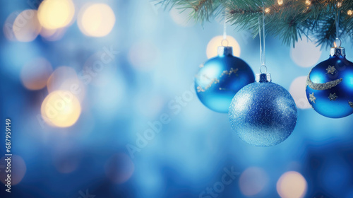 Christmas tree branch with decorations and baubles