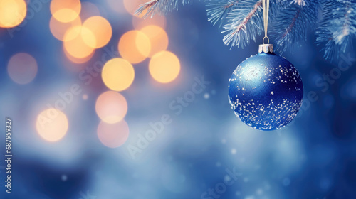 Christmas tree branch with decorations and baubles