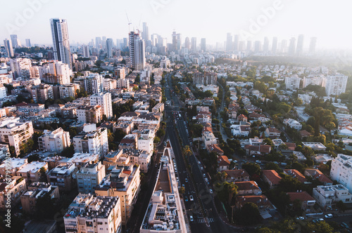 Tel Aviv and Ramat Gan aerial view. Israeli big city