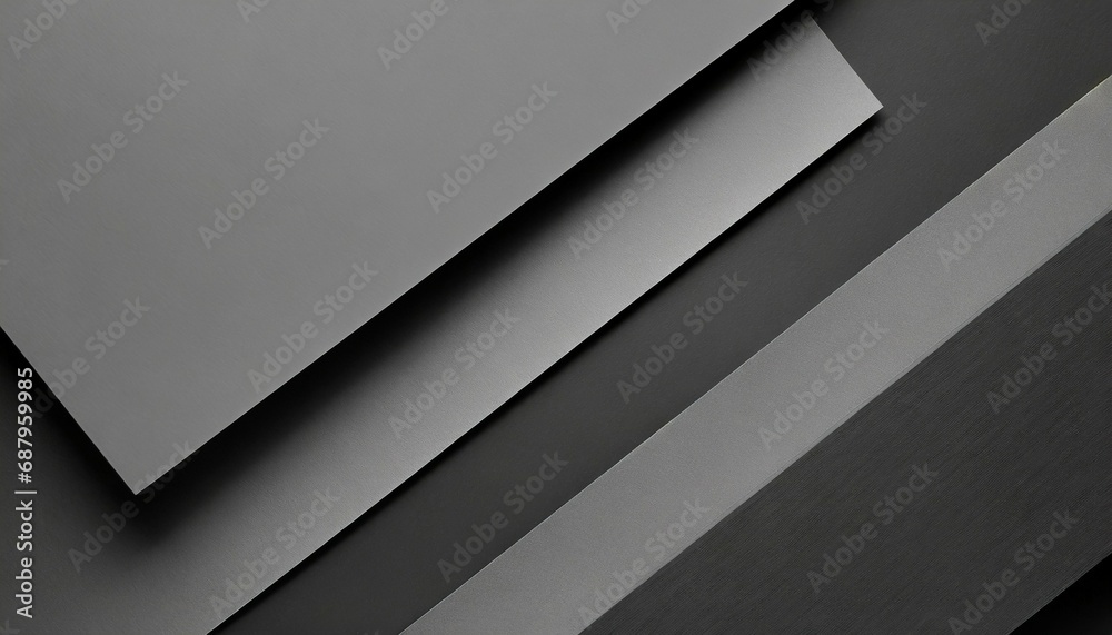 grey carbon abstract geometric background with soar rectangle surfaces with corners stripes in hard light black shadows monochrome style backdrop in elegant simple modern minimal style top view