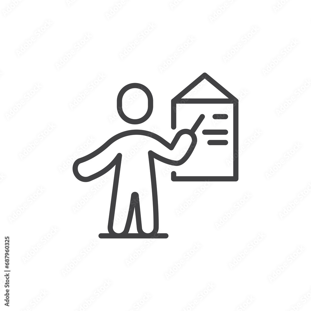 Teaching, training line icon