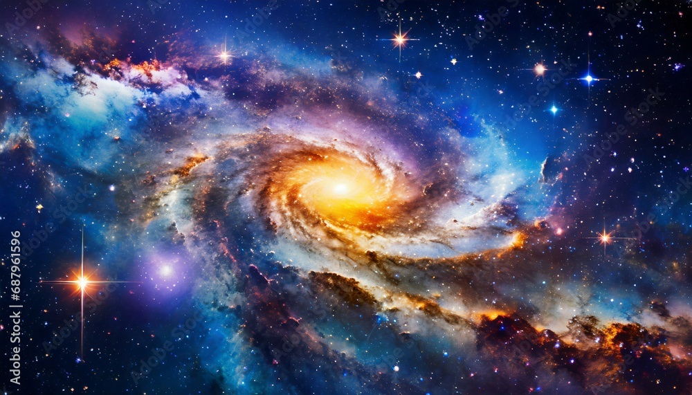 view from space to a spiral galaxy and stars universe filled with stars nebula and galaxy elements of this image furnished by nasa