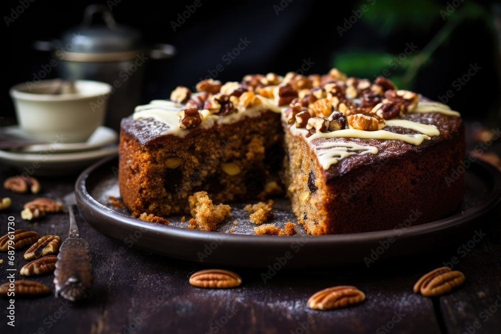 cake with nuts and raisins