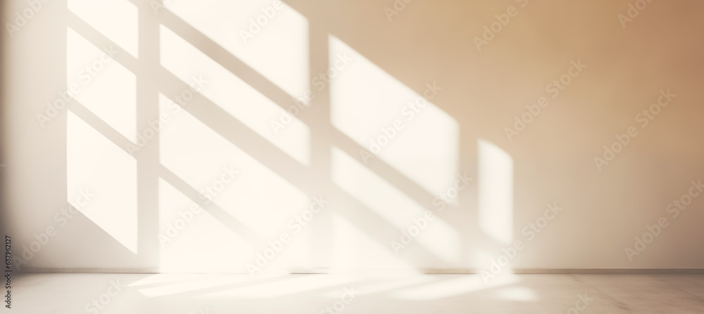 Minimalist Windows with Realistic Blurred Natural Light, Shadows on Wallpaper Texture, Abstract Background. Clean Beige Backdrop for Product Showcase. Minimalist Windows with Realistic Blurred Natural Light, Shadows on Wallpaper Texture, Abstract Background. Clean Beige Backdrop for Product Showcase.