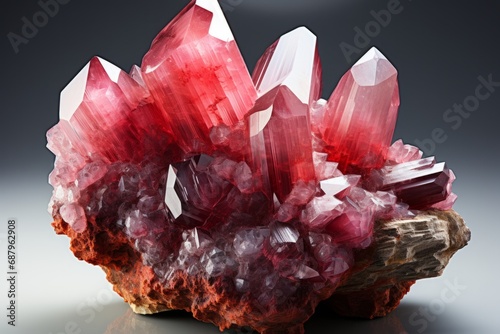 vibrant rhodochrosite mineral, on an isolated white background, Generative AI