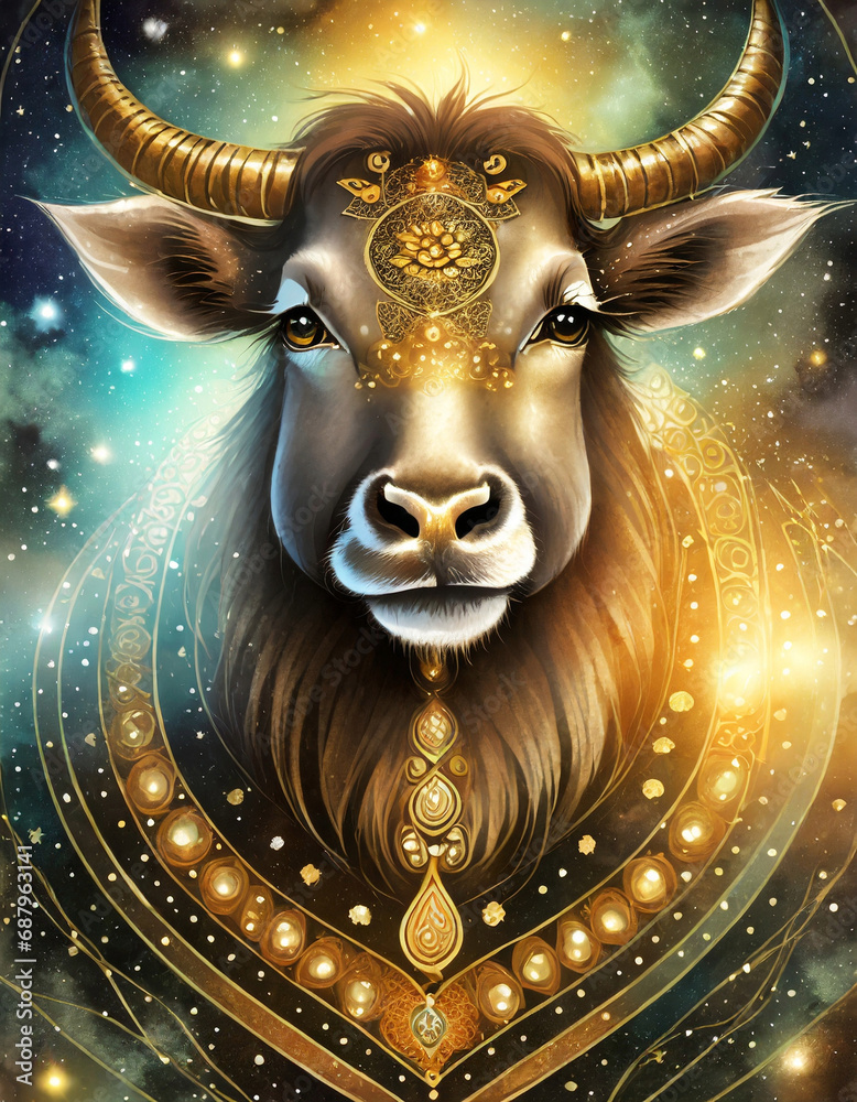 the head of a divine, golden bull.