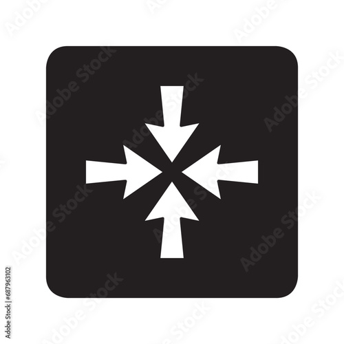 Inward arrow icon vector. Four Arrows logo design. Arrow pointing center vector icon illustration in square isolated on white background