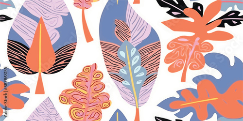Wallpaper. Plant background. Tropical plant illustration wallpaper. background floral leaves. Colourful background design. Vector illustration.