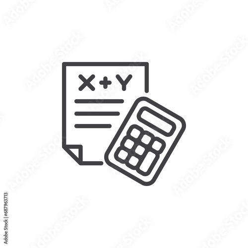 Mathematics solving line icon