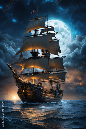 Behold a pirate ship navigating