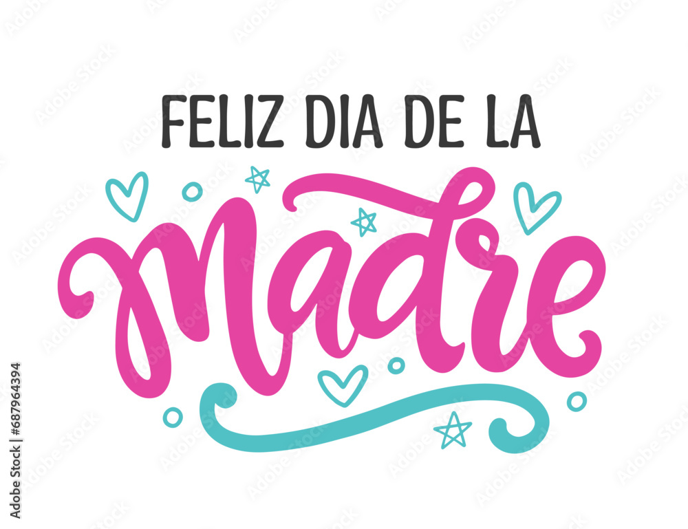 Happy Mothers Day Spanish greeting hand lettering Happy Mothers Day Spanish greeting hand lettering