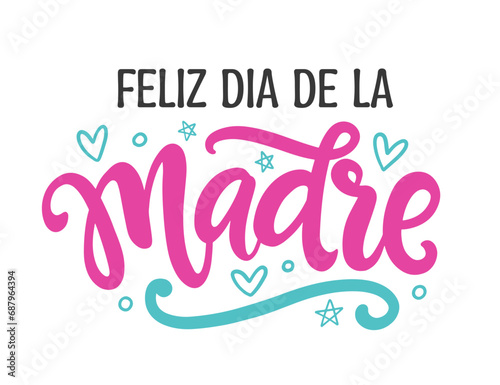 Happy Mothers Day Spanish greeting hand lettering