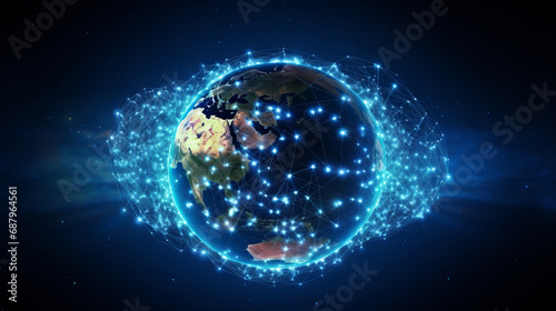 planet earth with an international network of communication in orbit