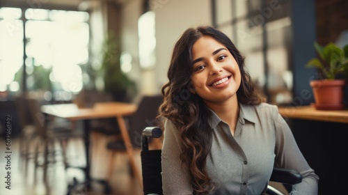 Businesswoman in a wheelchair in the office