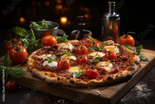Traditional Italian pizza from a Roman pizzeria, Generative AI