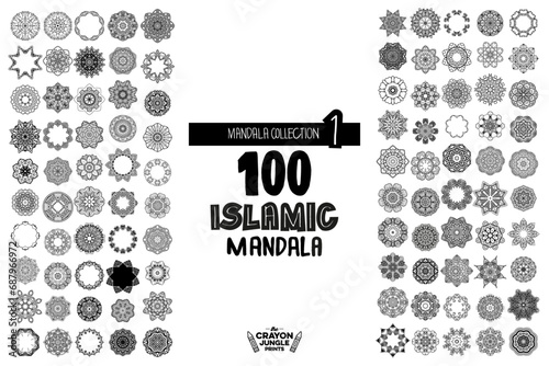 Mega Mandala Set Bundle Ornament mandala mega bundle background black and white design concept for Decals Scrapbooking Card making Paper cut Quotes Boho photo