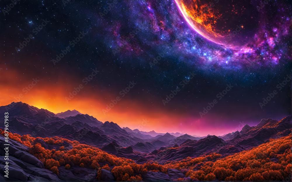 The colorful life of space, fantasy. AI	
