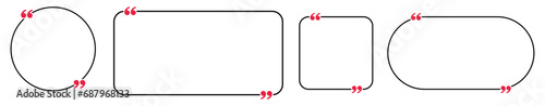 Quote bubble frame set best for speech quotation. Speech quote marks box outline element with commas. photo