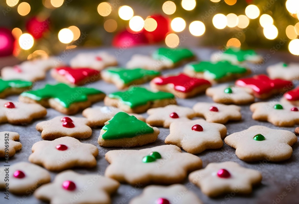 AI generated illustration of a selection of festive cookies atop a counter AI generated illustration of a selection of festive cookies atop a counter