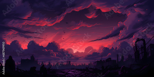 Apocalypse Sky Vector Landscape Background