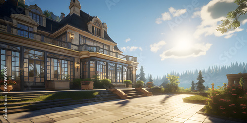 Luxury House Vector Landscape Background