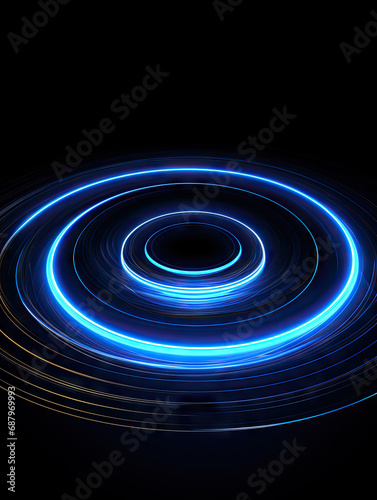 Blue spiral on a black background.