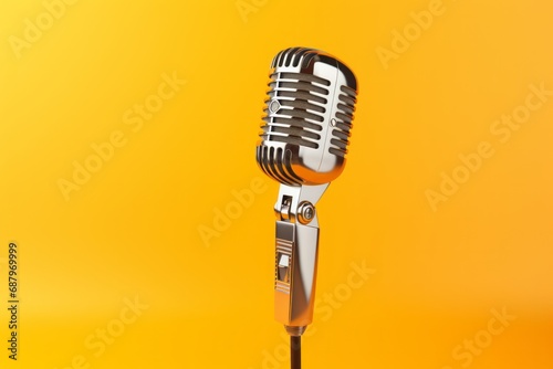 Retro microphone isolated on yellow