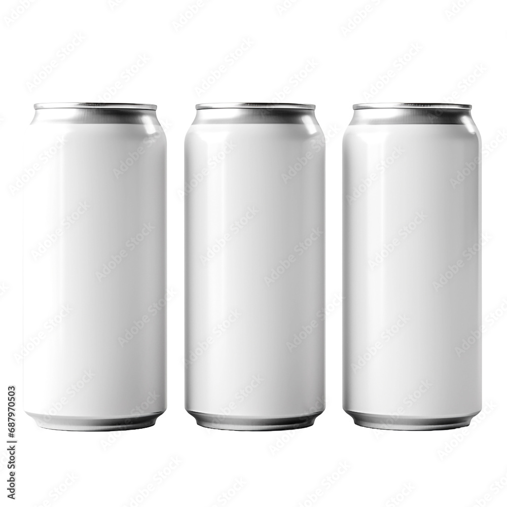 Empty white cans for wine beer and soft drinks isolated on transparent background Empty white cans for wine beer and soft drinks isolated on transparent background