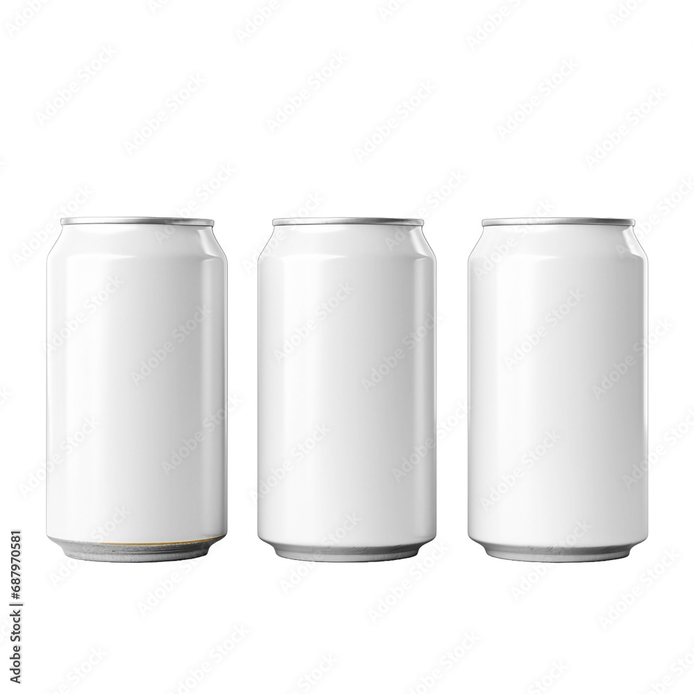 Empty white cans for wine beer and soft drinks isolated on transparent background Empty white cans for wine beer and soft drinks isolated on transparent background