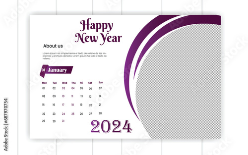 Calendar2024 week start Sunday corporate design template vector. photo