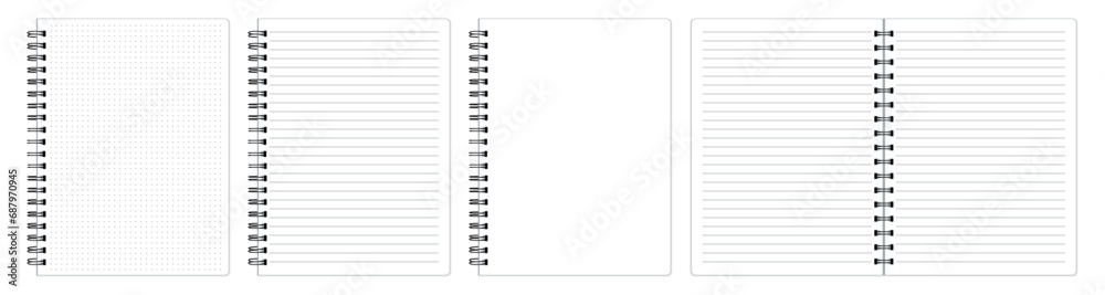 Diary worksheet. Realistic notebooks for cover design. Business organizer. Notebook paper. Stock image. EPS 10.
