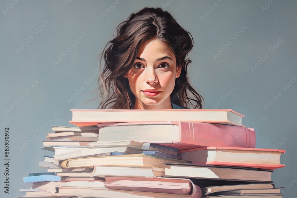 woman with books woman with books