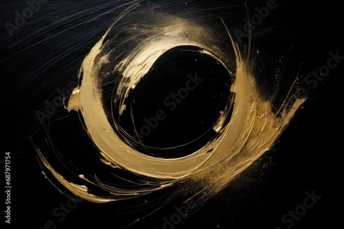  Gold paint brushstrokes background. minimalistic japanese style