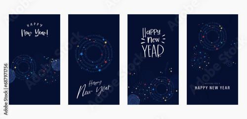Cute hand drawn fireworks designs, flyer templates, great for invitations, banners, wallpapers, cards - vector design