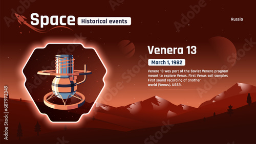 Venera 13 Unveiling Space's Historic Events and Revolutionary Inventions-Vector illustration design