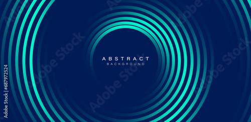 Blue abstract background with glowing circles. Swirl circular lines pattern. Geometric spiral. Twirl element. Modern graphic design. Futuristic technology concept. Vector illustration