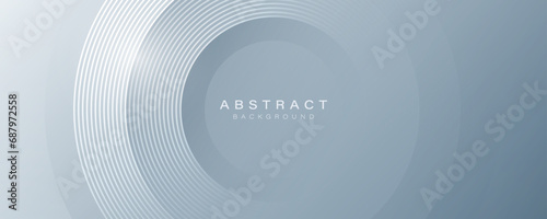 Modern abstract gray background with space for your text. Elegant circle shape design. Shiny white gradient circular lines pattern. Futuristic concept. Suit for banner, brochure, cover, flyer, poster