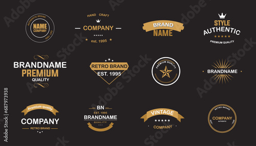 Vintage elegant logo for company design. Vintage logos, labels, emblems and badges collection. Retro logotype templates