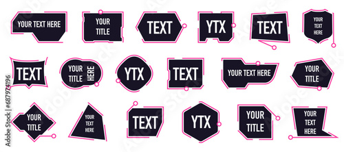 Callout text frame collection. Callouts titles banner. Technology digital callouts text boxes titles template. Digital callouts, titles frame text collection