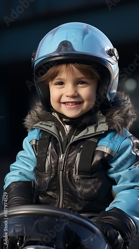 a child wearing a helmet and jacket © Aliaksandr Siamko