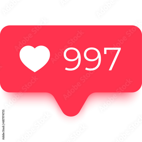 Social media notification icon. Heart flat icon. Follower notification symbol. Vector illustration