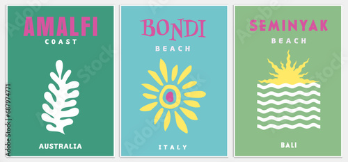 Retro Travel Poster Colorful Wall Home Art, Mykonos Print,