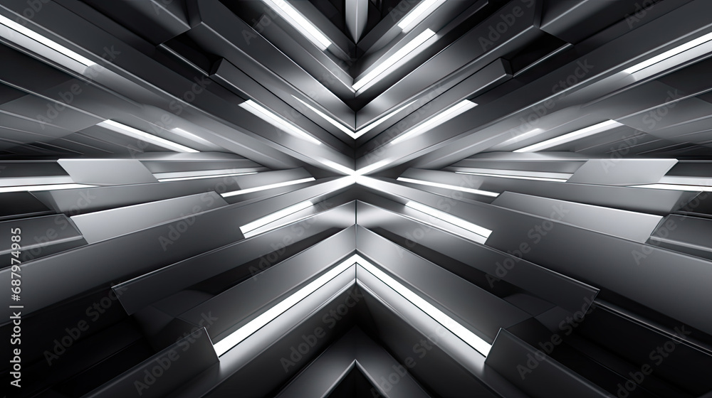 A symmetrical silver three-dimensional light band. A symmetrical silver three-dimensional light band.