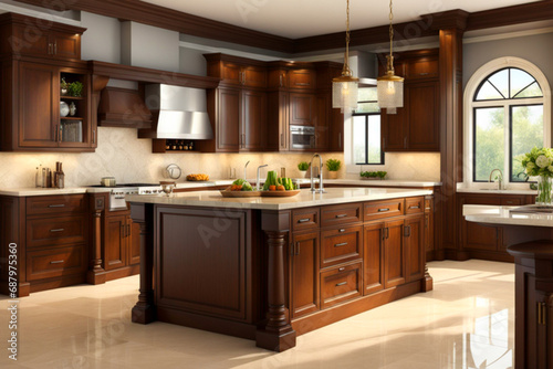 Modern kitchen interior with kitchen   traditional style of turkey  Modern kitchen setup  Interior of with woodwork