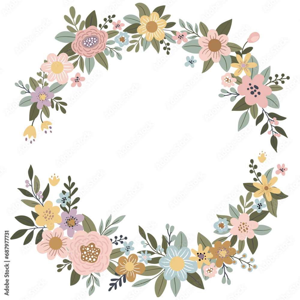 Vector illustration with cute flowers. Suitable for printing posters, stickers, cards and more 