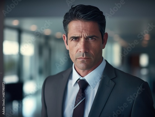 Portrait Attractive hispanic young confident business man in business professional working office